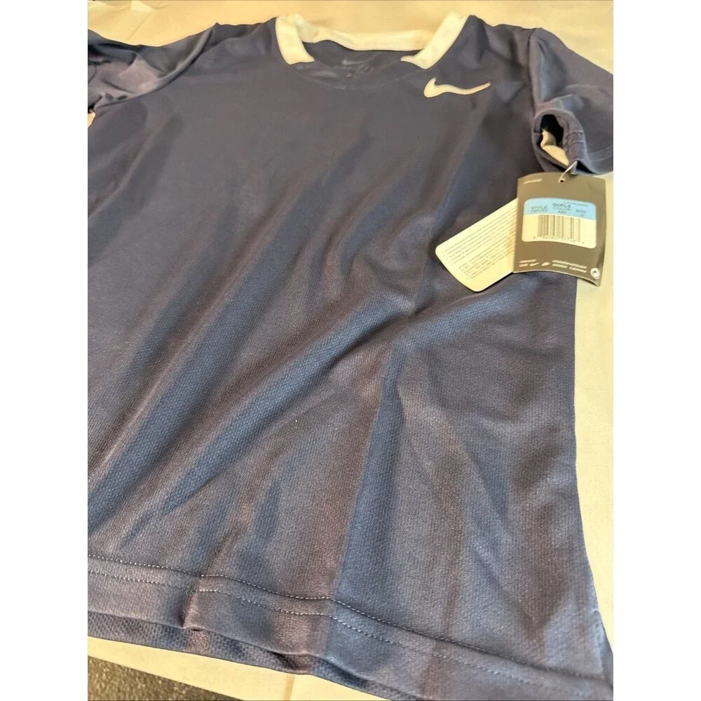 New Nike Navy Blue Training Jersey Shirt Navy Blue White Girl's Medium 707177
